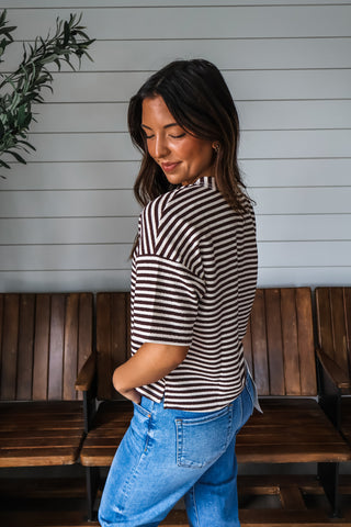 Adventures Await • Brown Stripe
