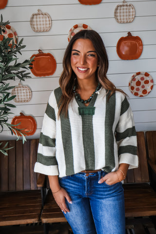 Harvest Stripes Sweater • Olive