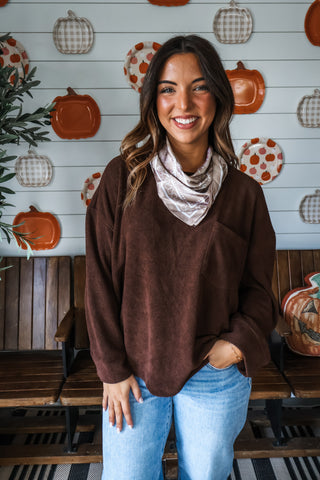Bonfire Bliss Pocket Top • Dark Brown