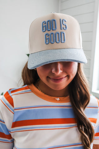 God Is Good C.C Trucker Hat • Light Denim