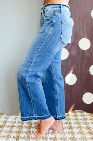 Kenzie Shadow Hem Wide Leg • Medium Wash
