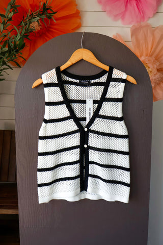 Summer Sale 55 • Black Stripe Crochet Vest – FINAL SALE