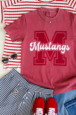 Team Mustangs Graphic Tee • Faded Crimson