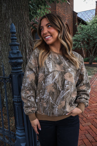 Woodland Cozy Camo Pullover • Brown