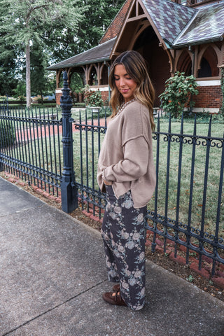 Dusty Blooms Denim Barrel Pants