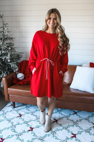 Downtown Darling Pocket Dress • Red