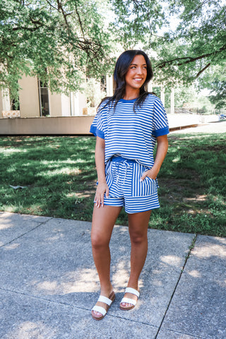 Making Waves Short Set • Blue Stripes
