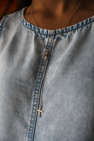 Grace Above All Cross Necklace • Gold