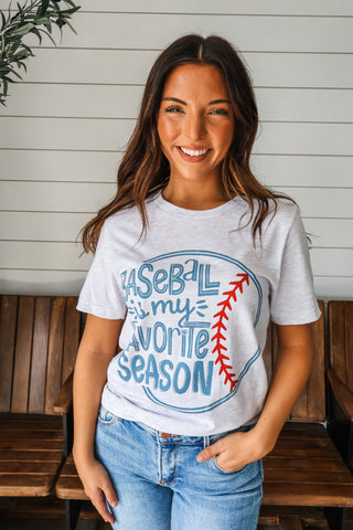 Baseball Is My Favorite Season Graphic Tee • Ash Grey