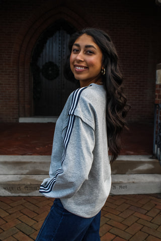 All Aboard Striped Pullover • Heather Grey