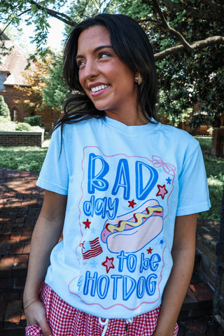 Bad Day To Be A Hotdog Graphic Tee • Light Blue