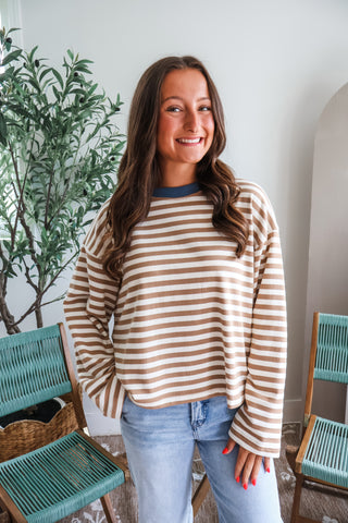 Weekend Drives Ringer Stripe • Tan