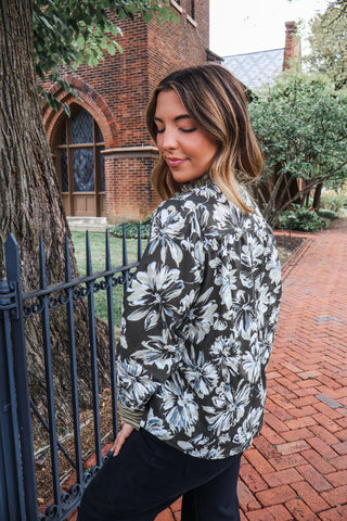 Floral Frills Button Up • Olive