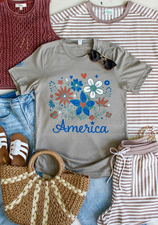 America The Beautiful Graphic Tee • Taupe