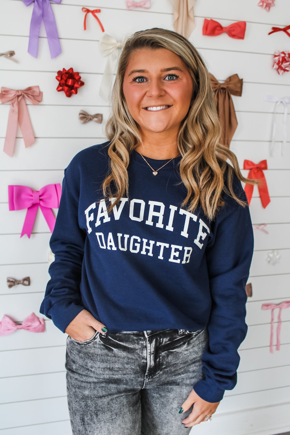 Favorite Daughter Graphic Sweatshirt • Navy/Cream