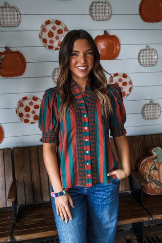 Autumn Lane • Emerald/Brick