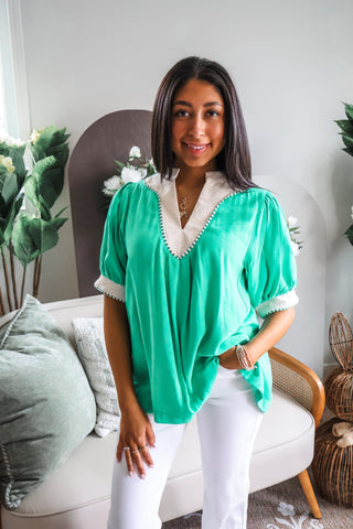 Cruise On By Linen Top • Green