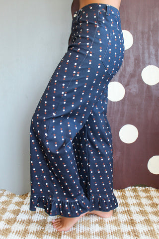 The Piper Dot Denim Pants • Navy