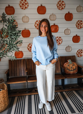 Gingham Game Pullover • Blue