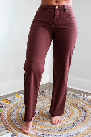 Genesis Ankle Wide Jean | Tummy Control • Lurex Chocolate