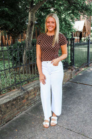 Carefree Cutie Dotted Tee • Chocolate