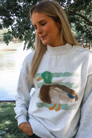 Painted Mallard Pullover • Ash Grey