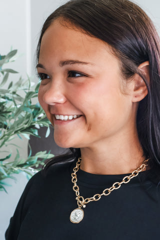 Classic Coin Toggle Necklace • Gold Mix