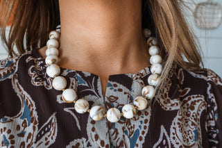 Harvest Moon Marble Bead Necklace • Cream