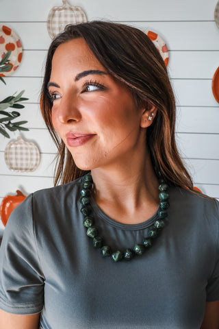 Marbled Beauty Statement Necklace • Emerald