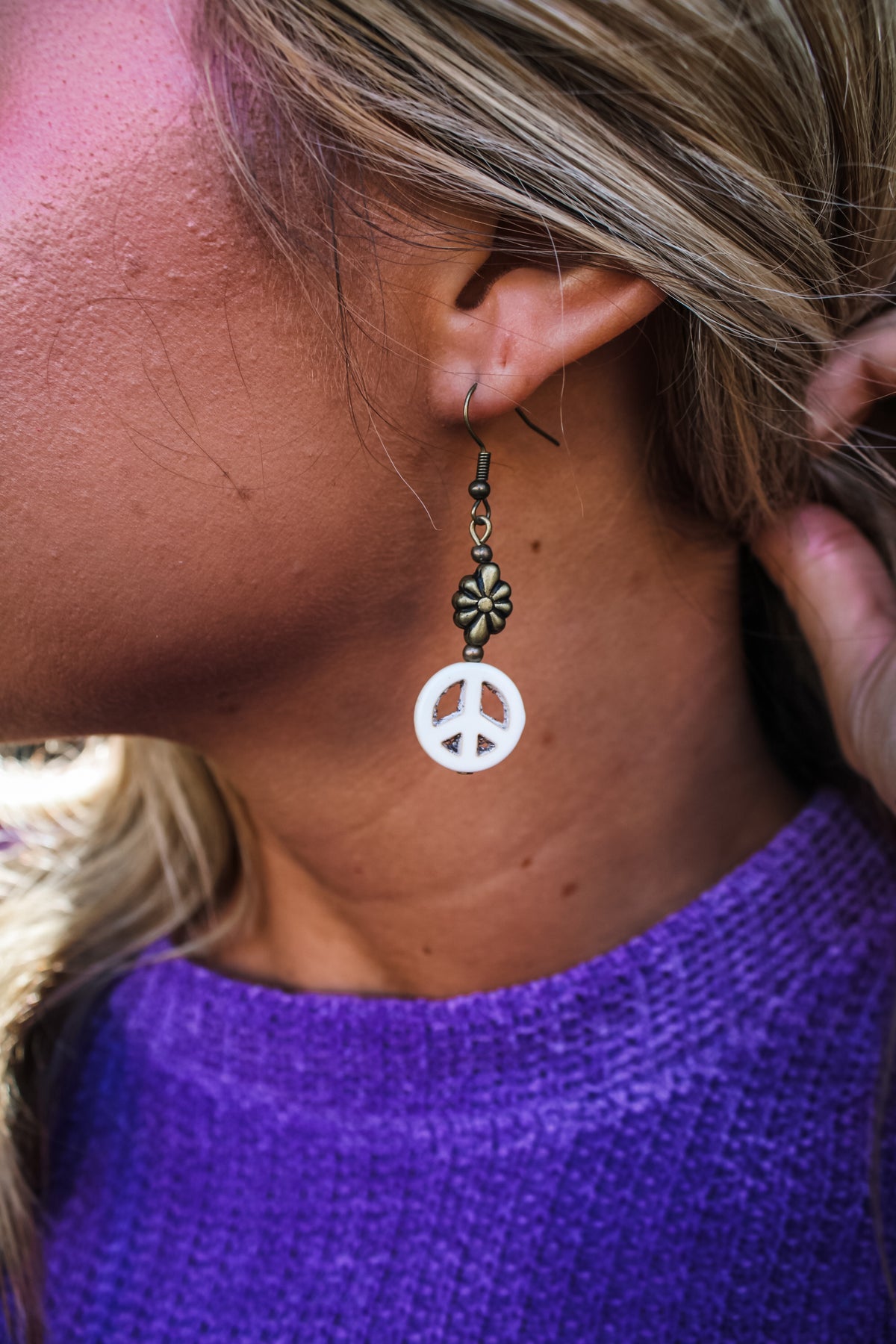 Peace Out Earrings • Bronze