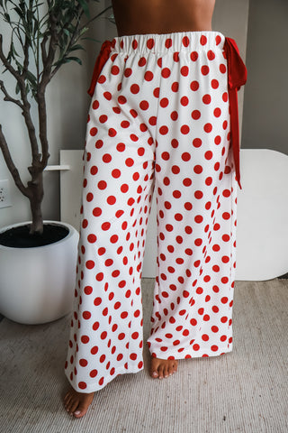 Out of your league • red polka dot pants • tie