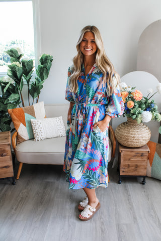 Finding Paradise Pocket Dress • Blue Multi - FINAL SALE