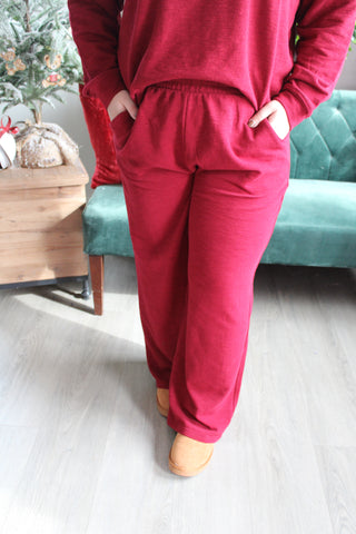 Home For The Holidays Pant Set • Maroon - PLUS
