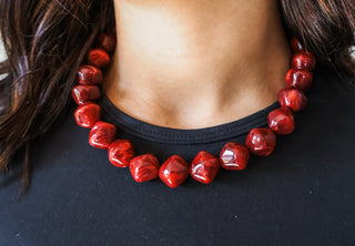 Marbled Beauty Statement Necklace • Berry