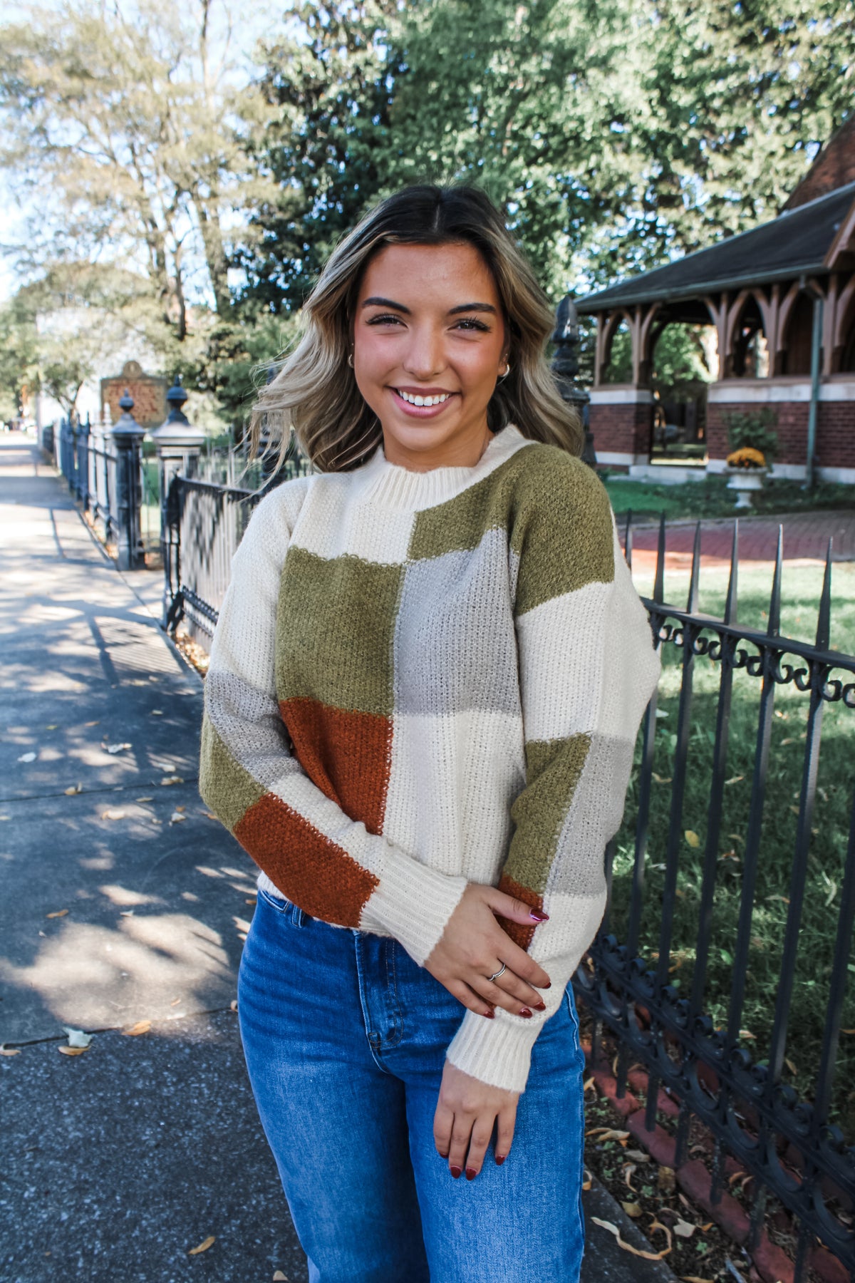 Playful Mix Color Block Sweater • Cream