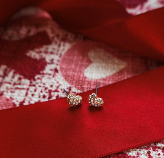 Sparkling Hearts Stud Earrings • Gold