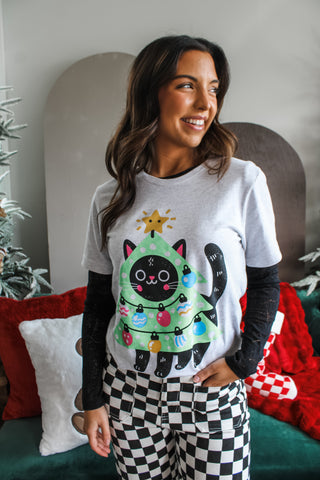 Merry Catmas Graphic Tee • Ash Grey
