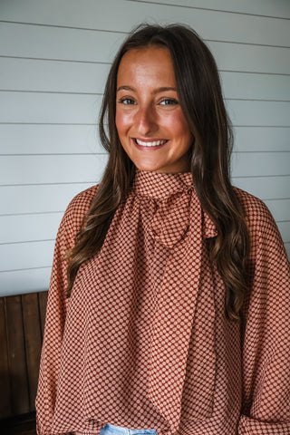Fancy Feeling Bow Blouse • Rust Dot