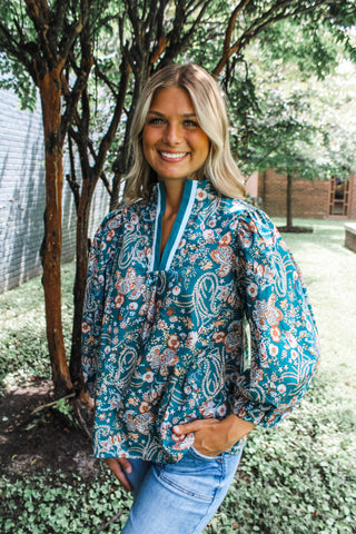 Long story short • turquoise floral - FINAL SALE