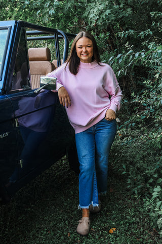 Willow Mock Neck Pullover • Pink