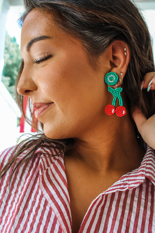 Get Cherried Away Beaded Earrings