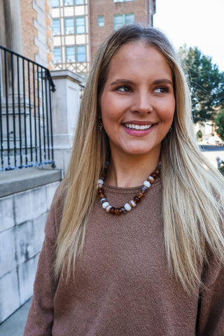 Toasty Tones Beaded Necklace • Multi