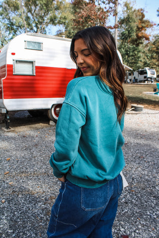 Blazing Bright Pullover • Dusty Teal
