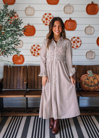 Another Story Shirtdress • Brown Stripes