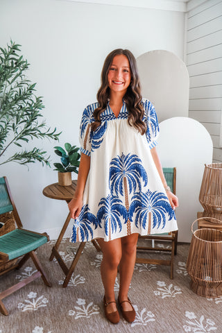 Palm Beach Paradise • Cream/Blue
