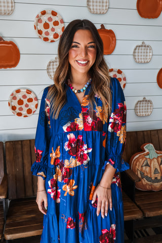 Fall Market Floral Midi • Blue