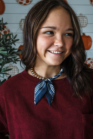 Ball Bead Scarf Necklace • Deep Navy