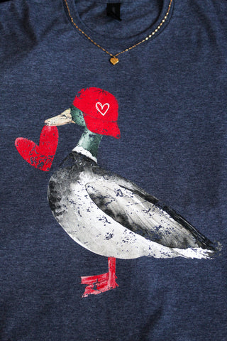 Be My Valentine Mallard Graphic Tee • Heather Navy