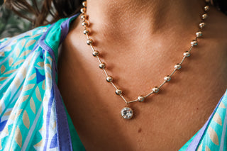 Rachel • gold beaded pendant