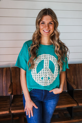 Peace Out Patchwork Top • Green